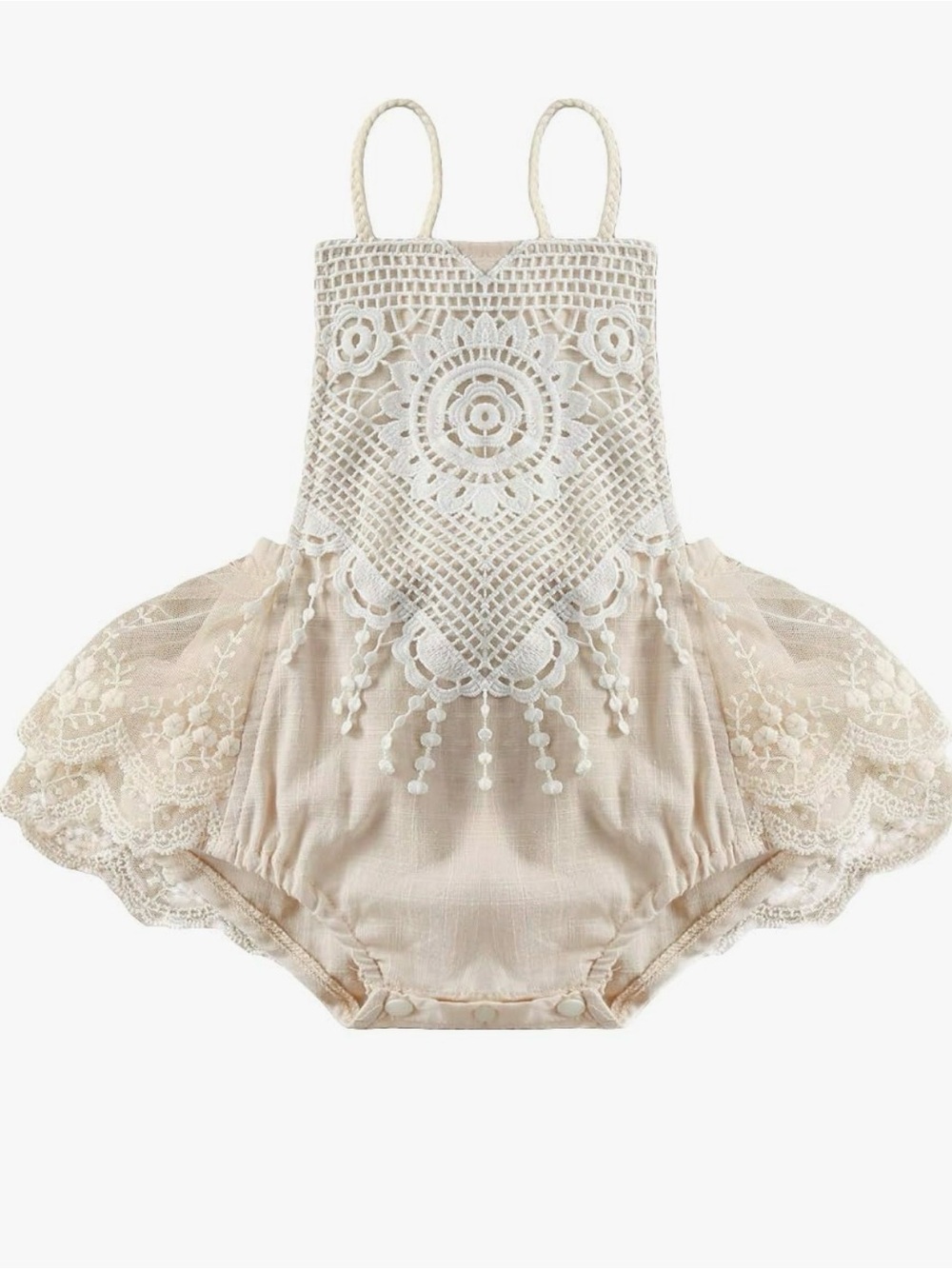 Lace Baby Romper in Cream 6 months